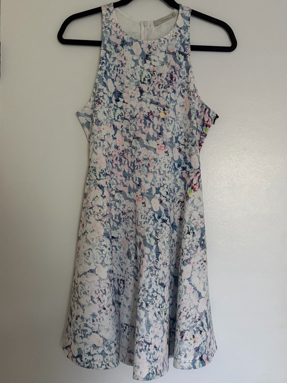 TOWNSEN Abstract Watercolor Sleeveless Skater Dress in Pastel Multicolor Sz M
